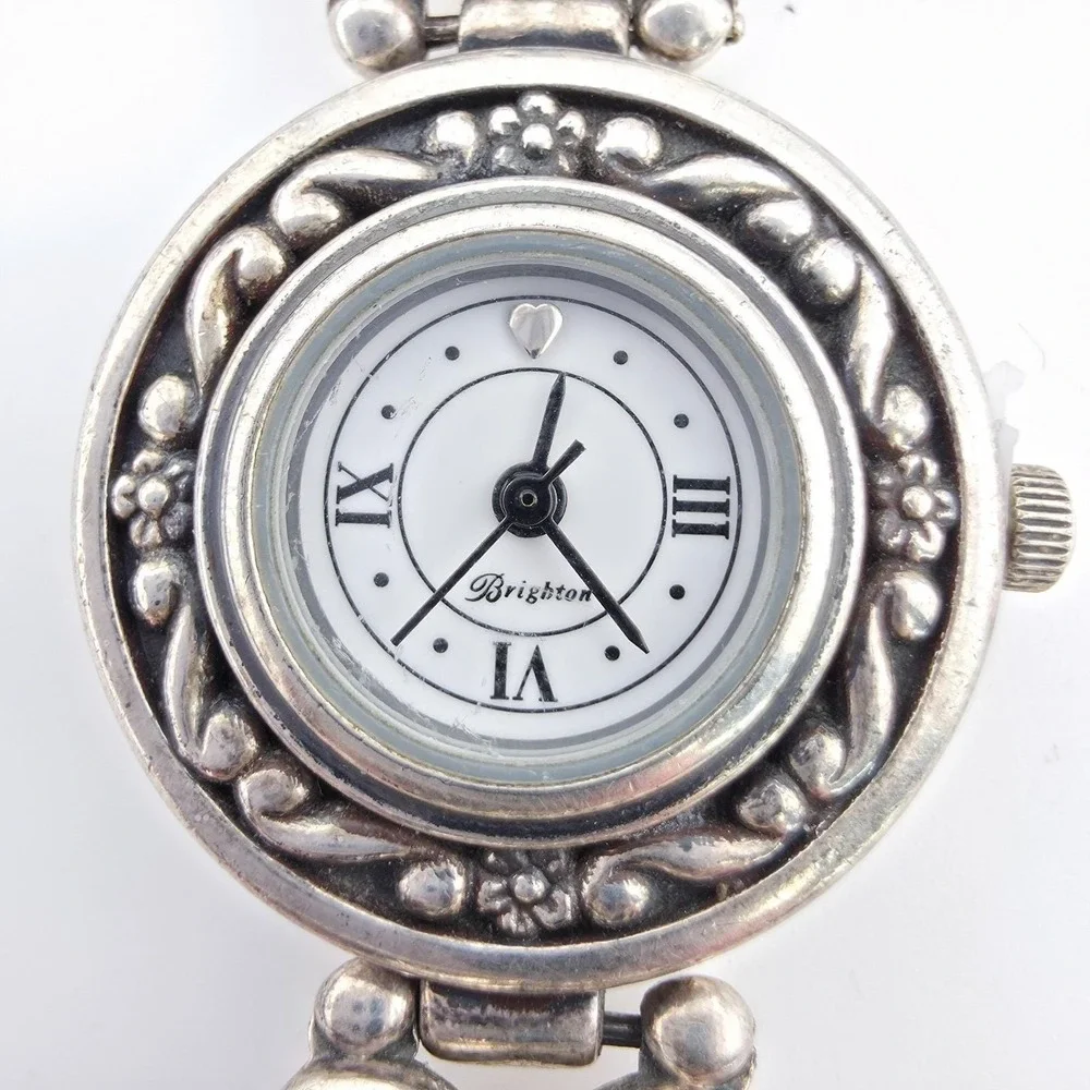 BRIGHTON 'Hollywood' Watch Ornate Open Scrollwork Silver Plate 7